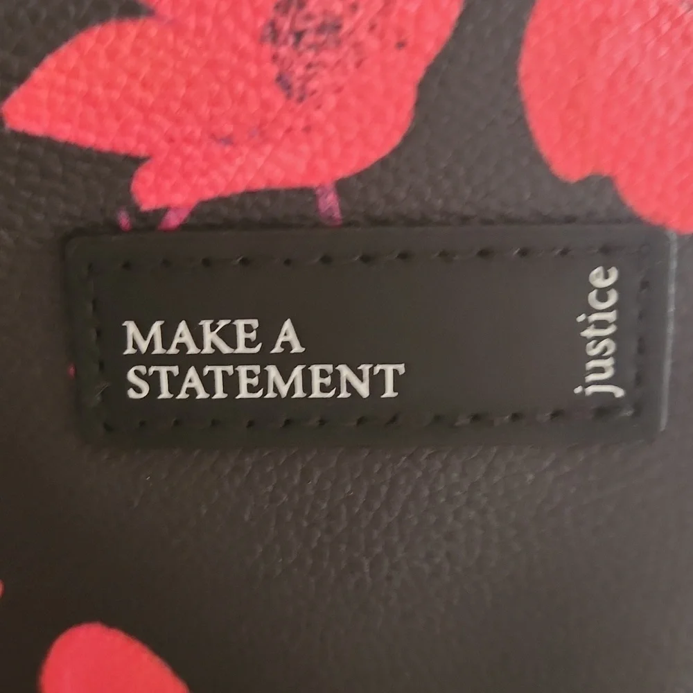 Justice small black and red floral backpack - Picture 2 of 7